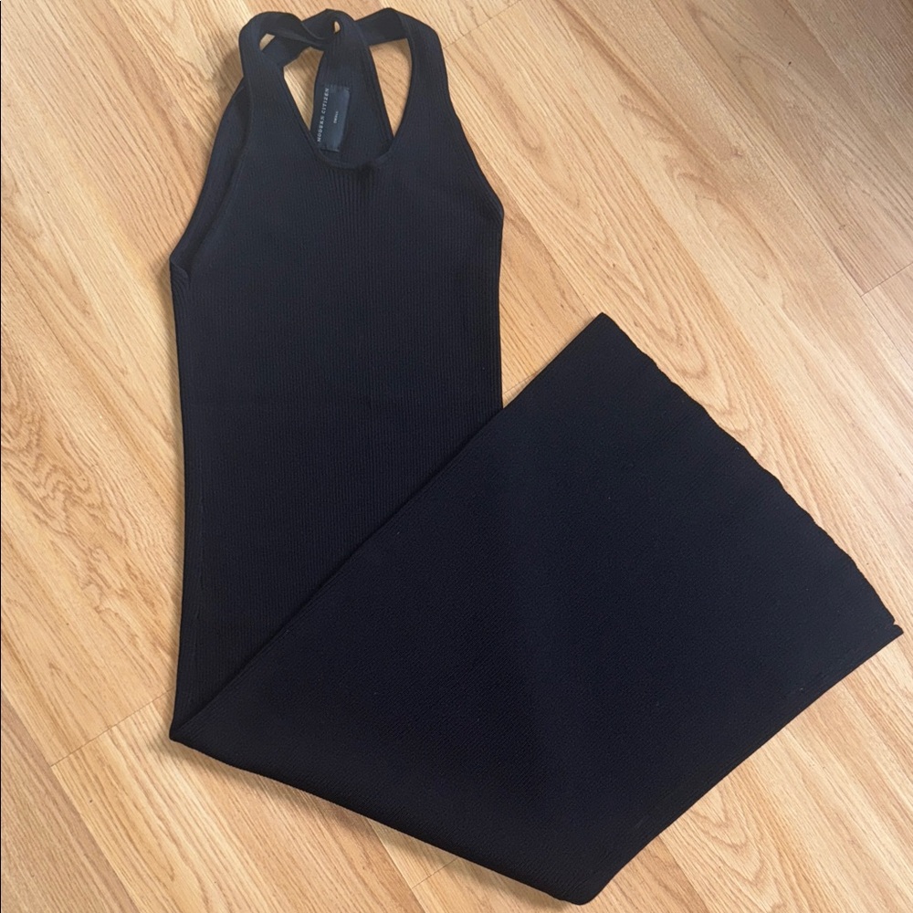 Modern Citizen Maxi Dress Ribbed Knit Criss Cross straps Black Size Small